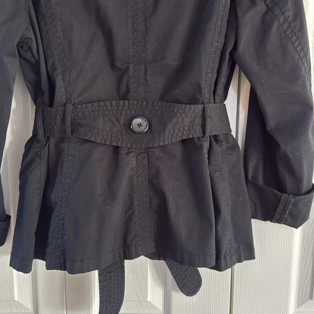 H&M Women's Rich Black Cotton-Blend Belted Waist Utility-Style Jacket - Size 14 - Picture 6 of 11